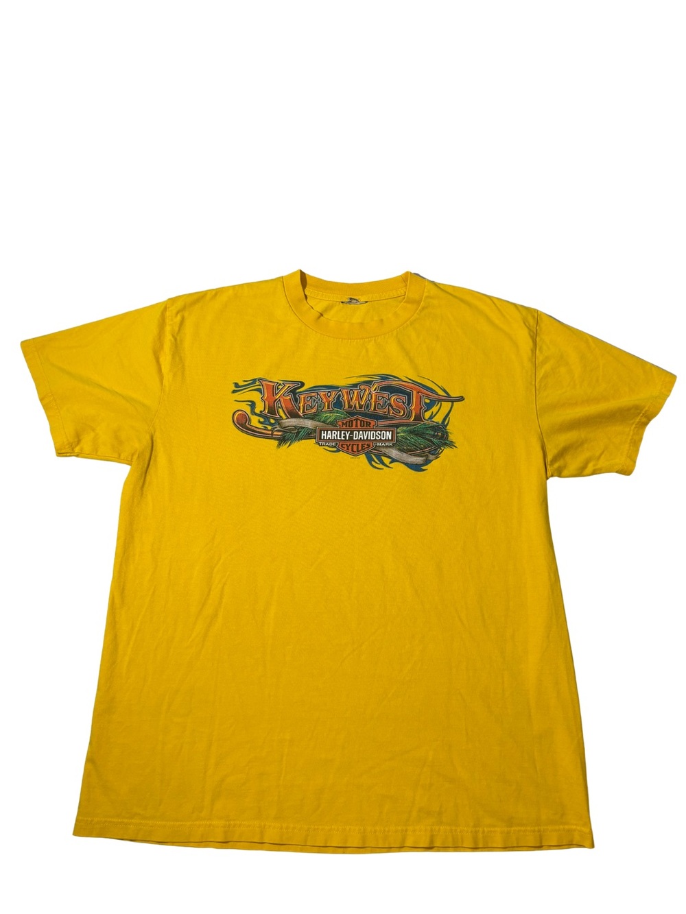 2010 Harley Davidson Key West Mens Graphic T Shirt Yellow Size XL